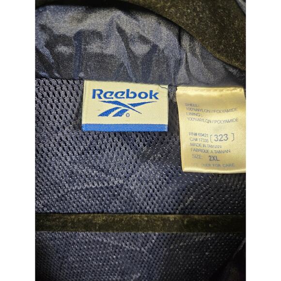 Reebok Vintage Spellout Windbreaker Pullover Snap Zip Hooded Men's Navy Size 2XL - Picture 9 of 13